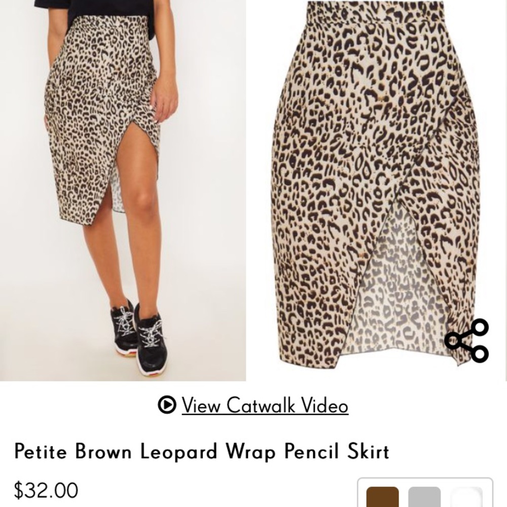 Petite brown leopard wrap pencil skirt